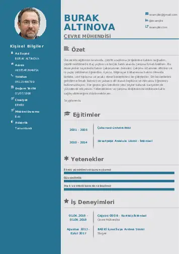 Çevre Mühendisi CV Örnekleri cv indir